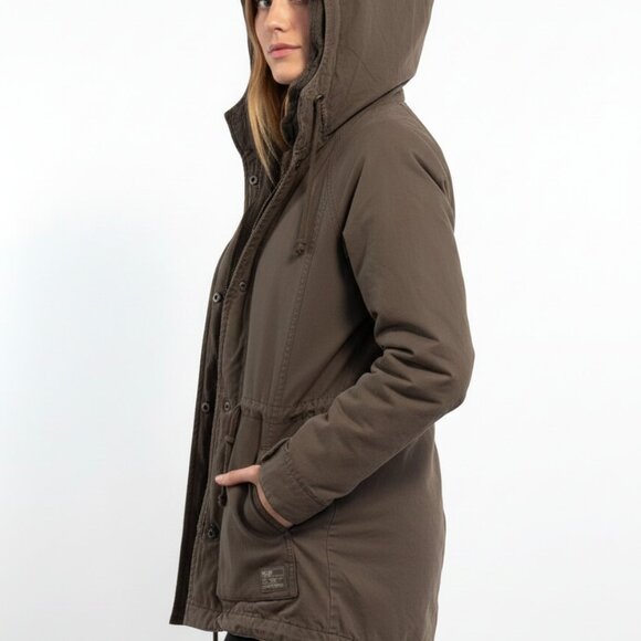 ARITZIA TNA Griffith Parka Jacket Women(XS) Olive Green Sherpa Lined Winter Coat - Picture 8 of 10